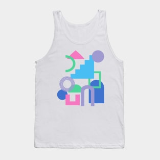 Abstract Shape Collage in Bright 90s Colors Tank Top